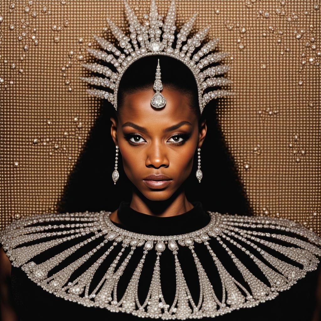 Shimmering Bejeweled Portrait in Art Nouveau Style