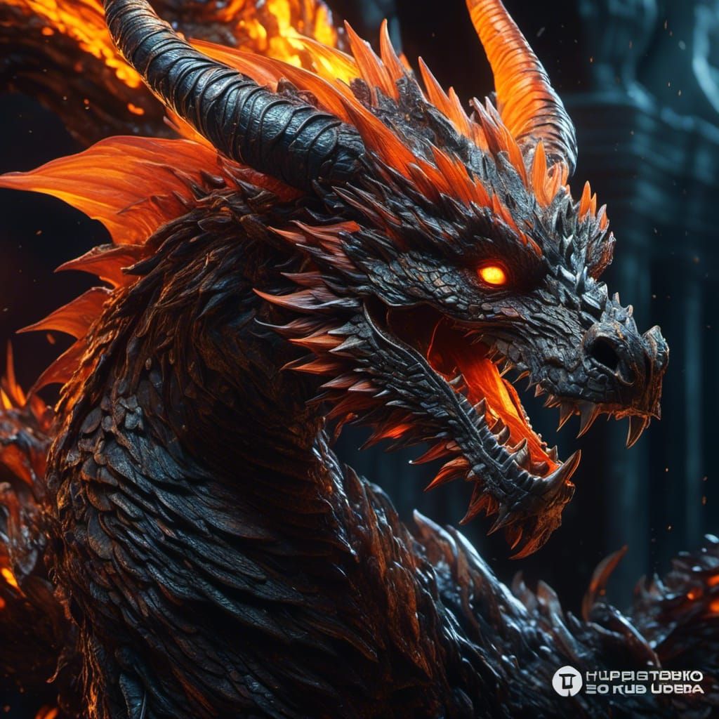 Epic Neon Orange Dragon Concept Art
