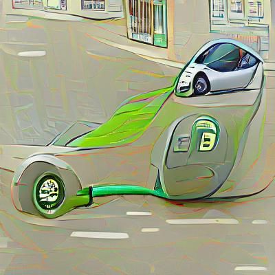 Futuristic Electric Car Charging in Cityscape
