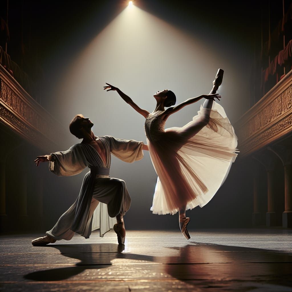 Ballet Dancers in Elegant Performance on Stage