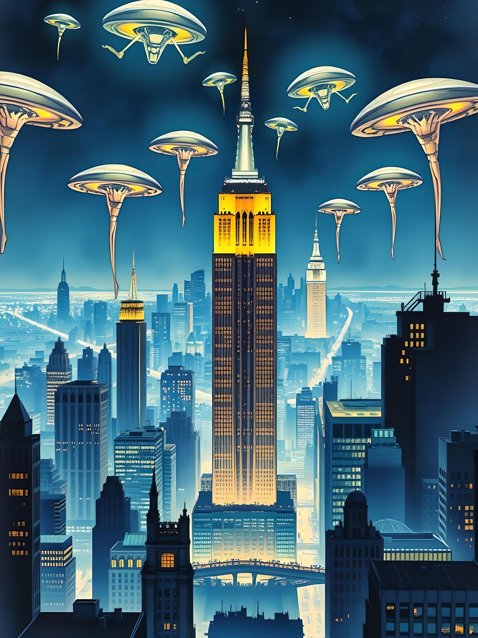 Art Deco Alien Invasion of New York City