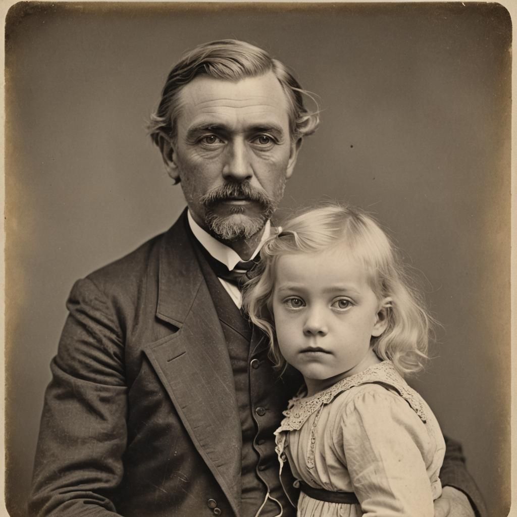 Vintage Photography of father and daughter