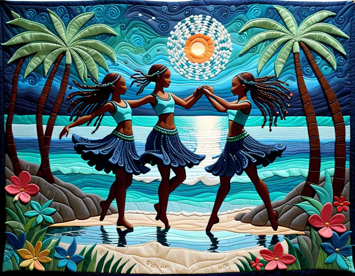 Binary Code Dream: Surreal Stumpwork Quilt