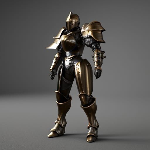 Futuristic Female Knight in Polished Armor