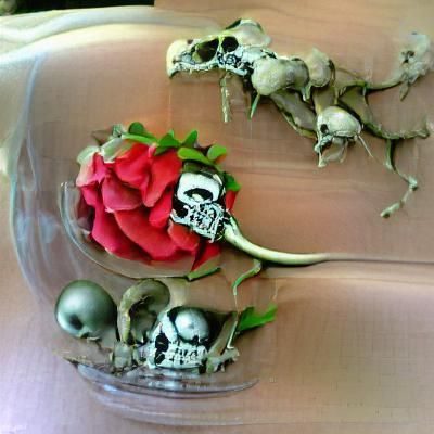 Elegant Roses and Skulls Arrangement