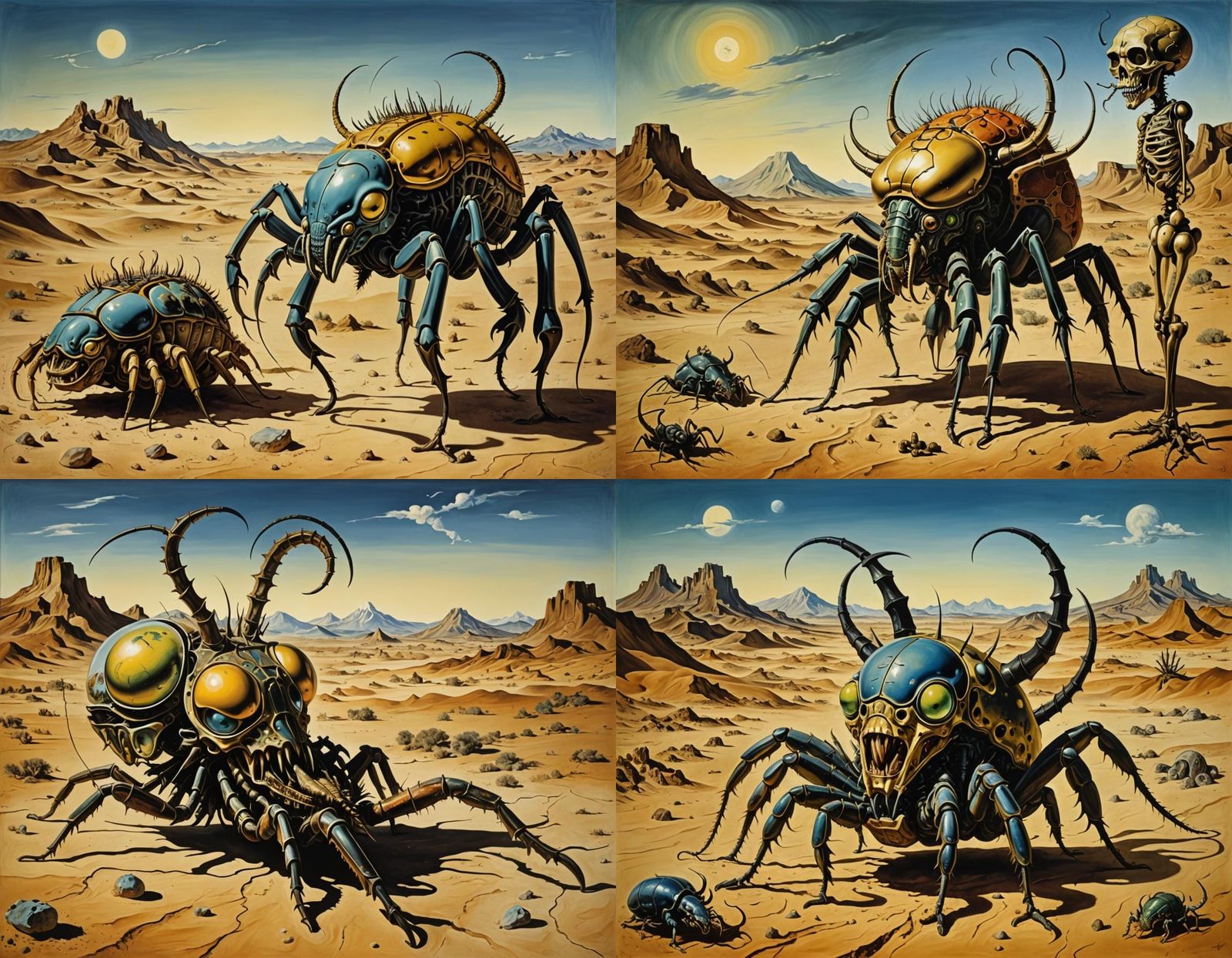 Surreal Desert Scorpion Homunculus in Cubist Style