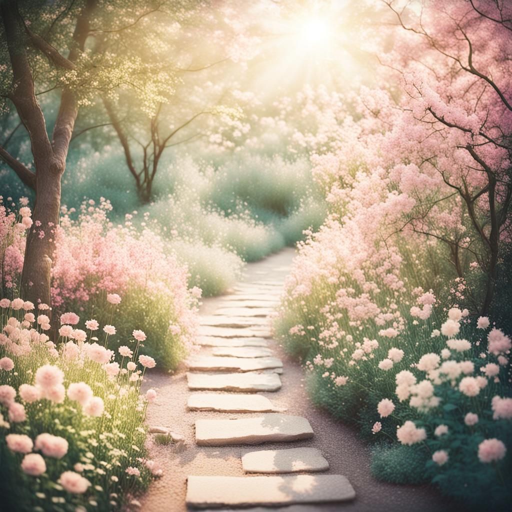 Idyllic Summer Garden with Dreamy Double Exposure