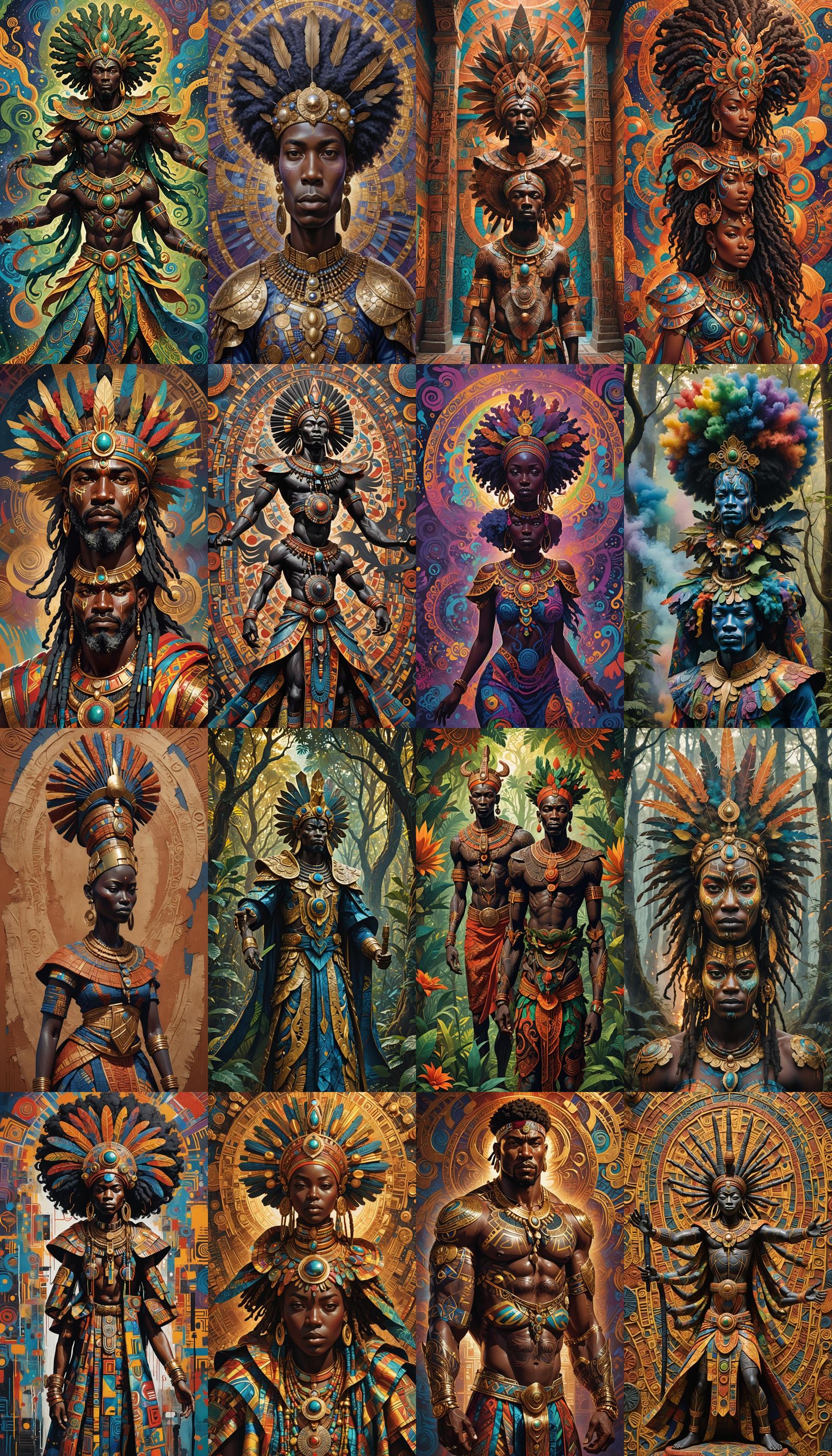 Colorful African God Inspired Human Figure