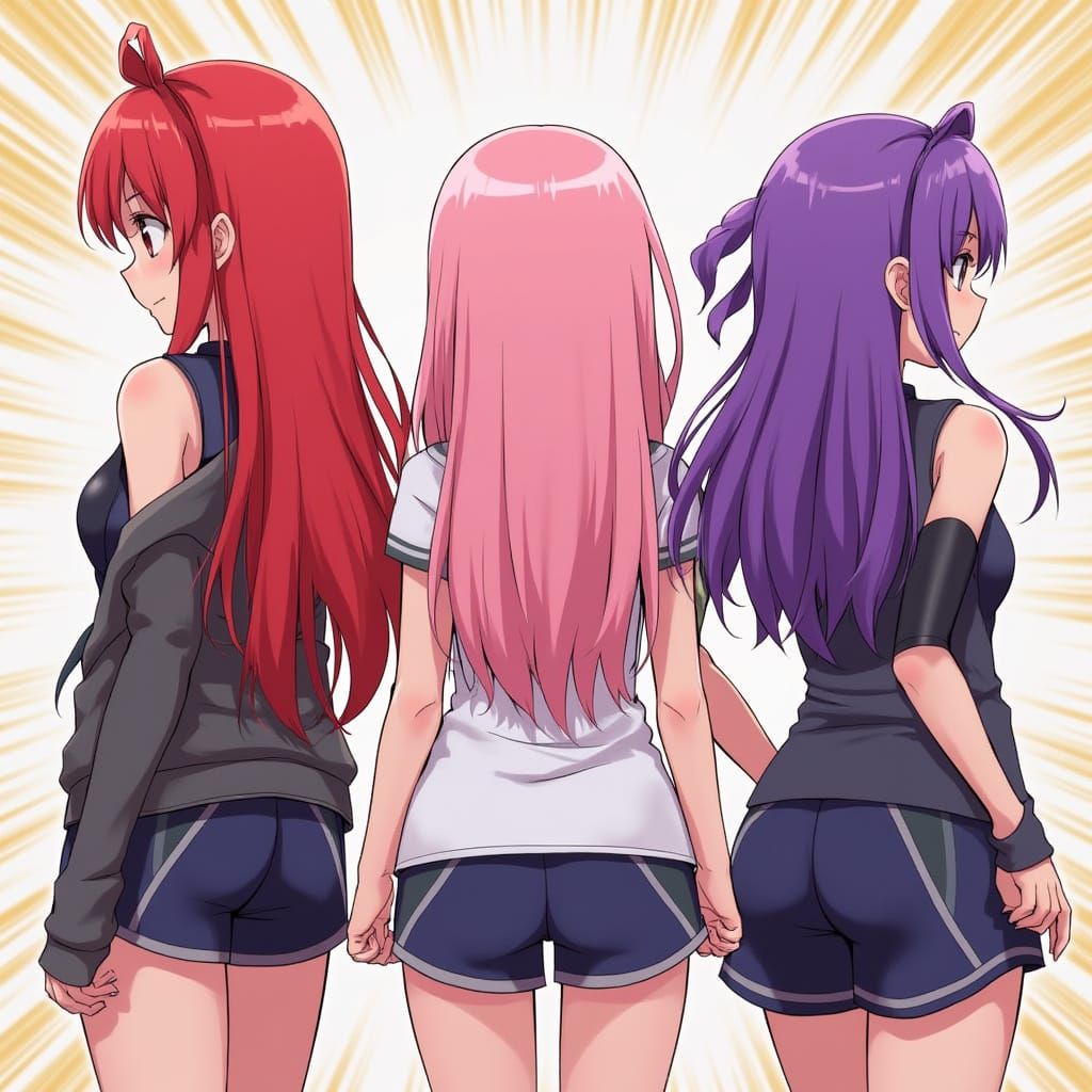 Anime Girls in Vibrant, Stylized Setting