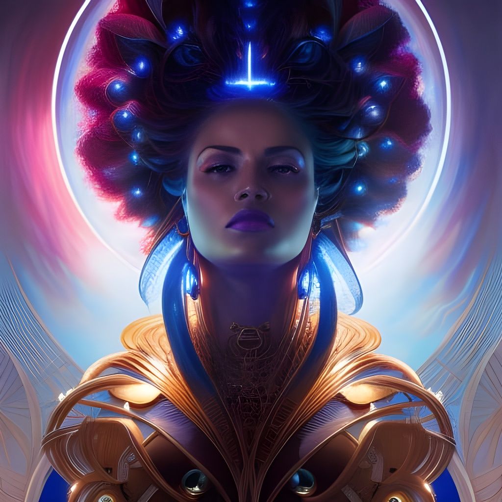 Electric Goddess Portrait in Hyperdetailed Style