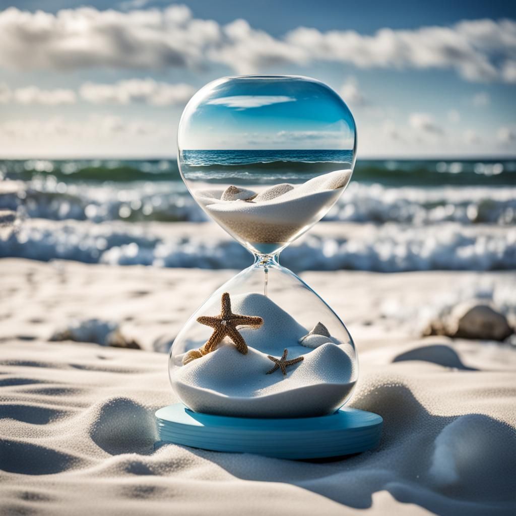 Beach in Hourglass: A Moment in Time
