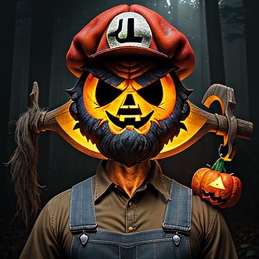 Super Luigi as Headless Horseman in Digital Art