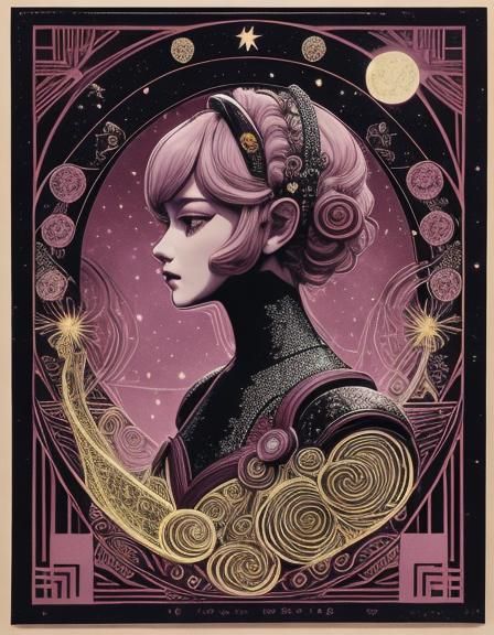 Watermelon in Art Deco and Ukiyo-e Styles