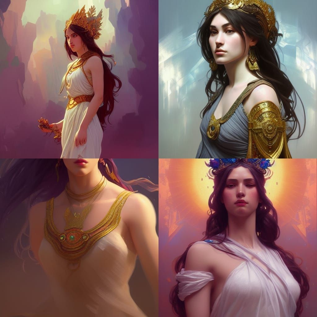Goddess Portrait in Hyperdetailed Art Nouveau Style