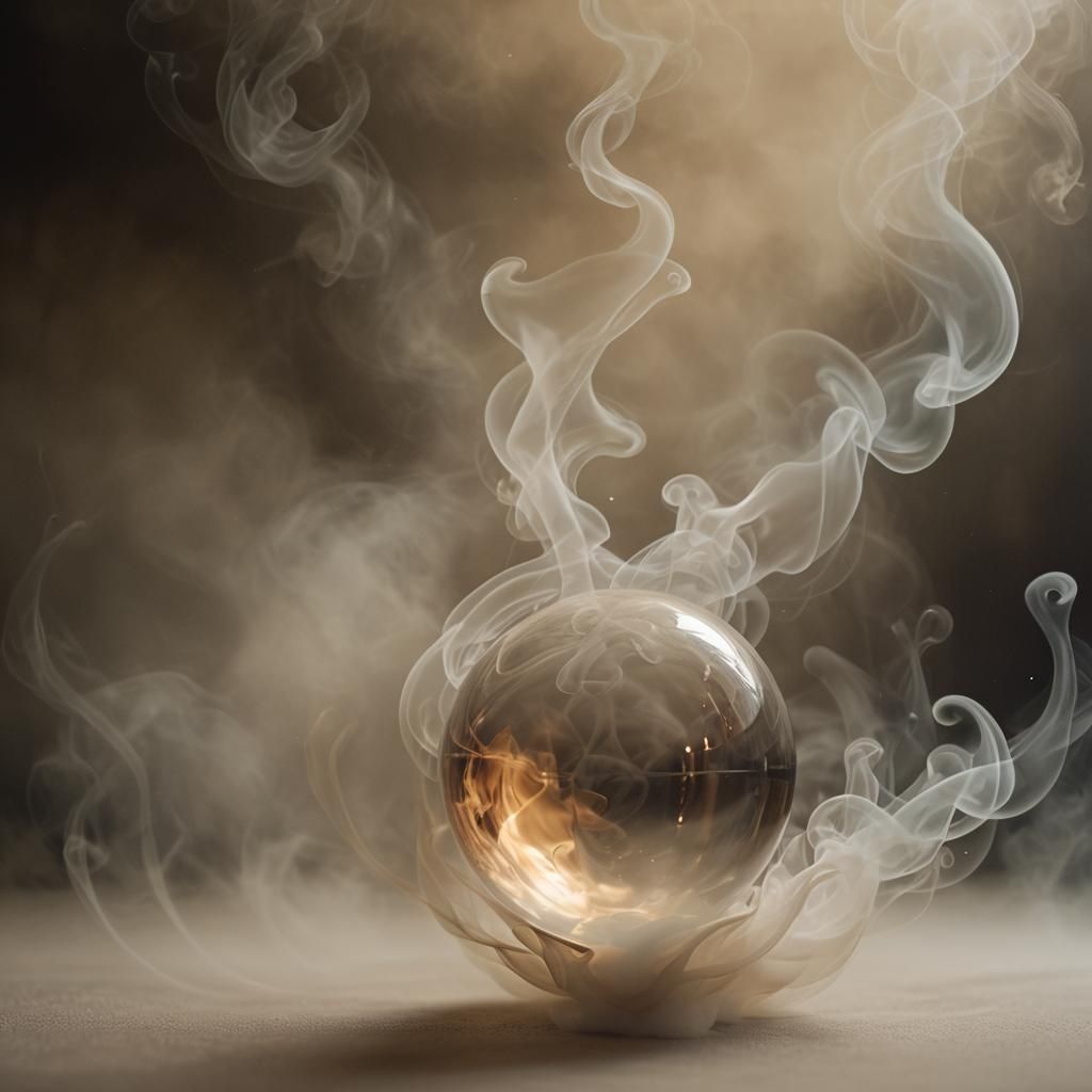 Ethereal Orb Surrounded by Swirling Smoke
