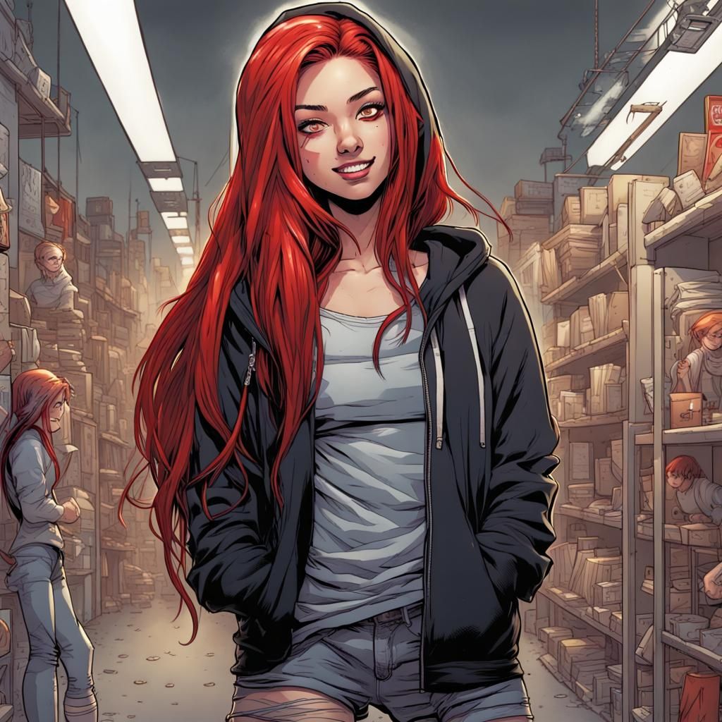 Girl in Hoodie as Comic Book Art