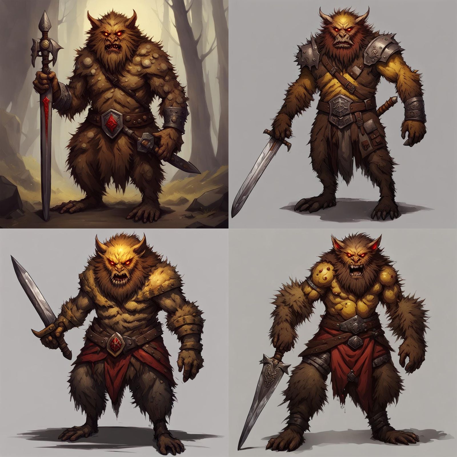 Fearsome Bugbear Rune Knight in Dark Fantasy Style