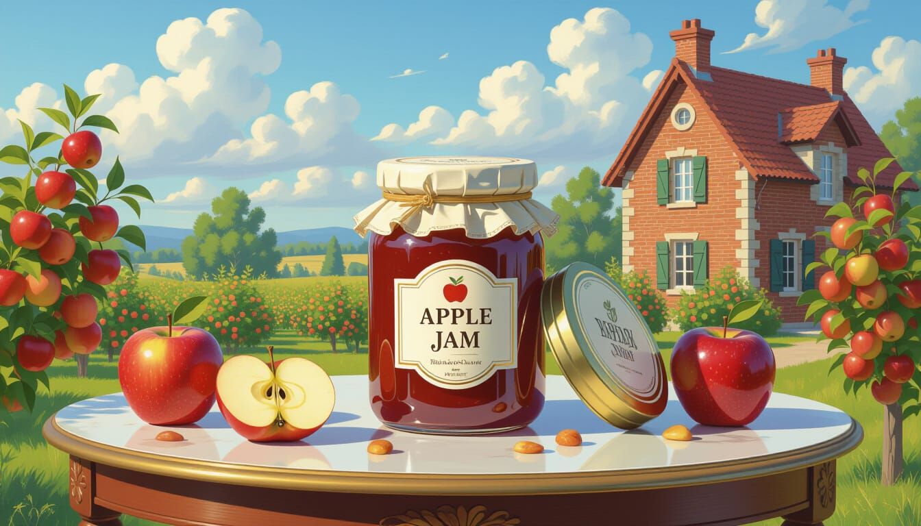 Luxurious Apple Jam Setting in Impressionist Style