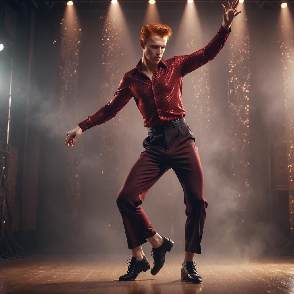 Redhead Dancer Tap Dancing, Detailed Matte Painting