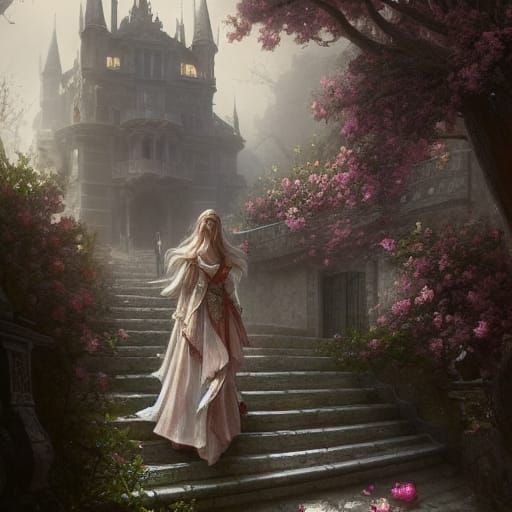 Romantic Castle Princess: Hyperdetailed Dark Fantasy Art