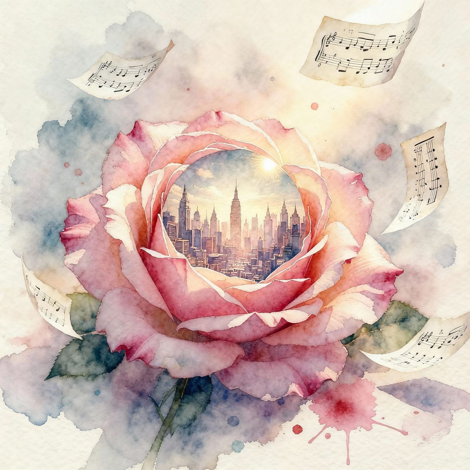 Rose Unfurls to Reveal Miniature Cityscape in Dreamlike Wate...