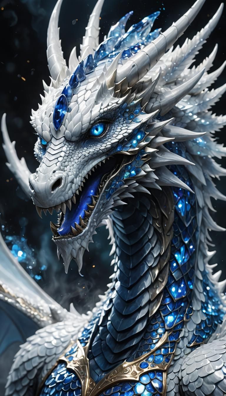 Sapphire Dragon Concept Art in Surreal Style