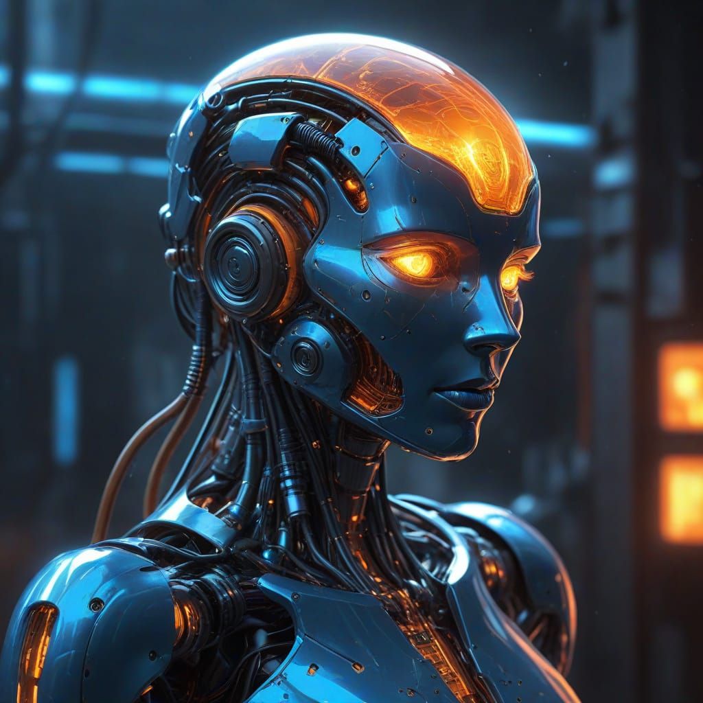 Sentient Robot Awakens with Ethereal Kirlian Aura