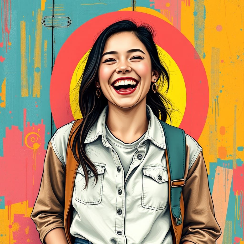 Vibrant Young Woman with Whimsical Smile