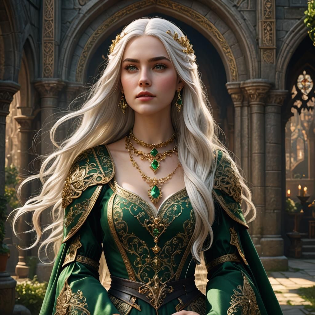 Girl with White Hair in Medieval Fantasy Art