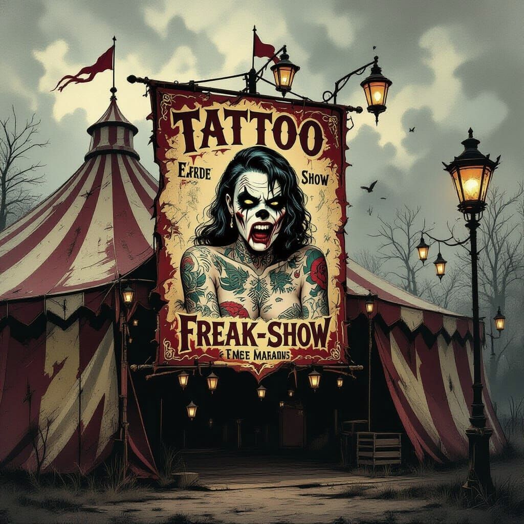 Vintage Carnival Tattoo Freak Show Poster