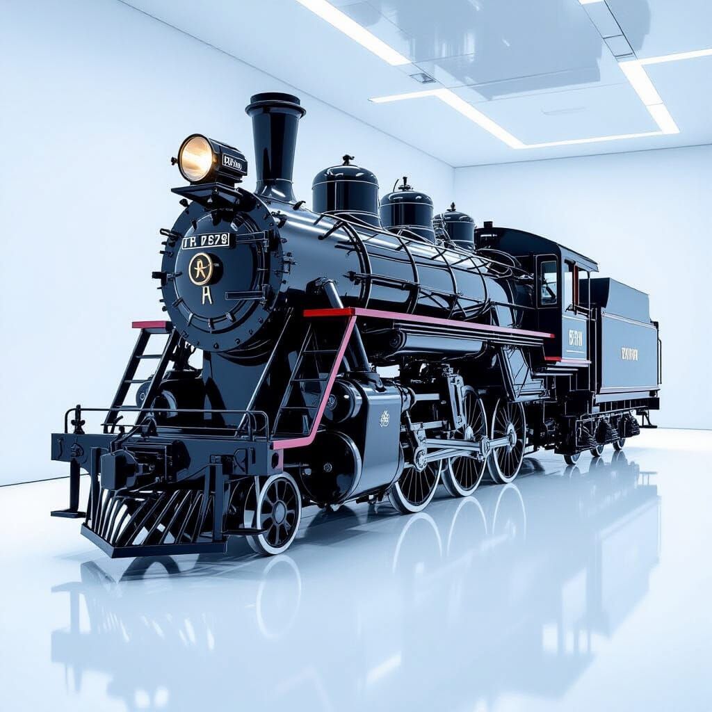 Futuristic Locomotive Haute Couture Gown in Minimalist Studi...