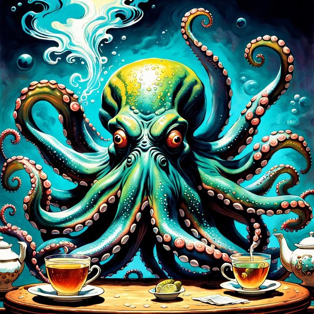 Octopus Offers Tea: Comic Book Pulp Cover