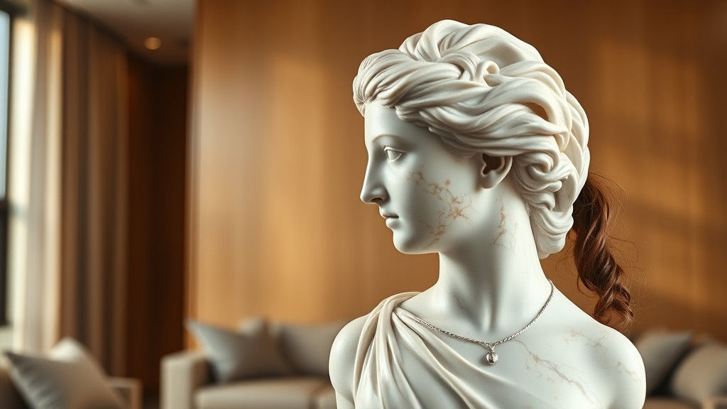 Miniature Marble Hebe Sculpture in Hyperrealistic Oil Painti...