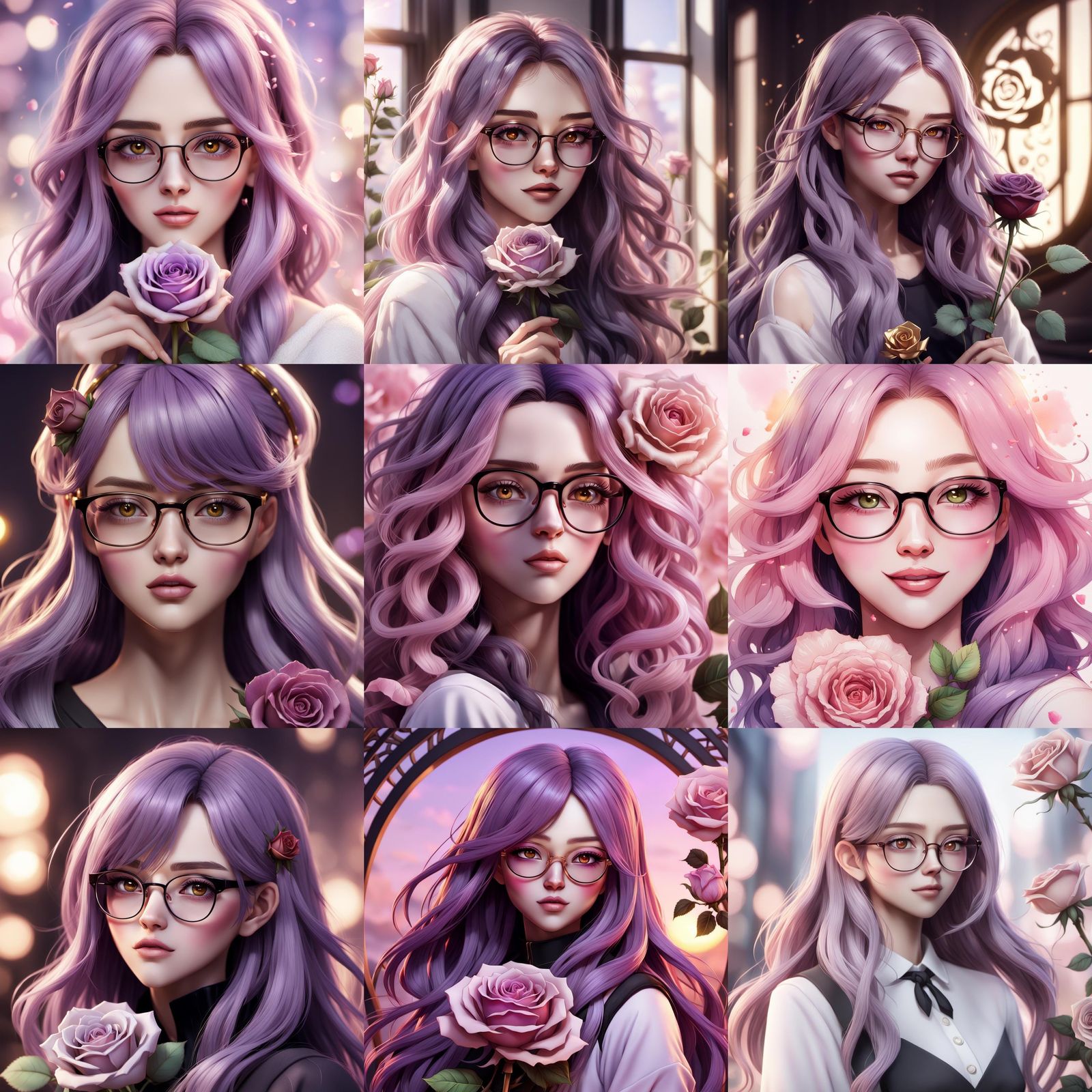 Chubby Anime Girl Holding a Rose in 3D Anime Art Style