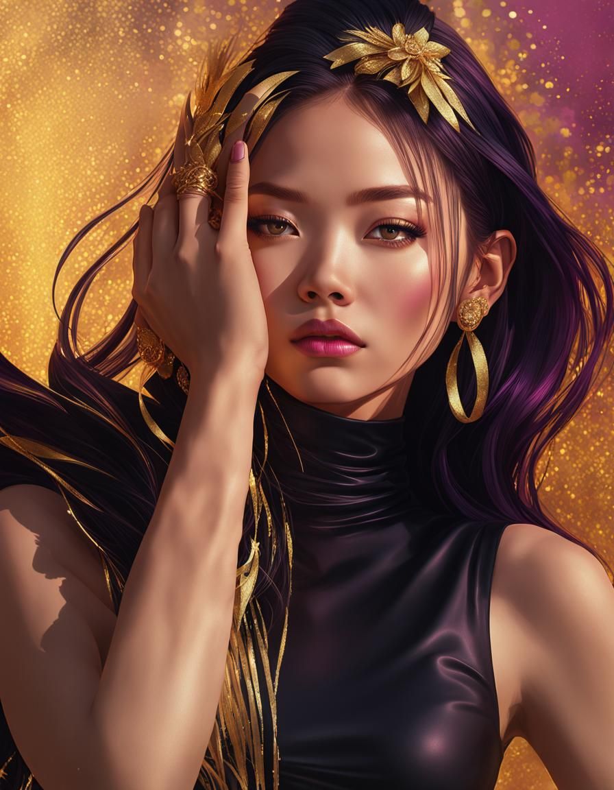 Hyperrealistic Portrait of Woman in Sleek Outfit