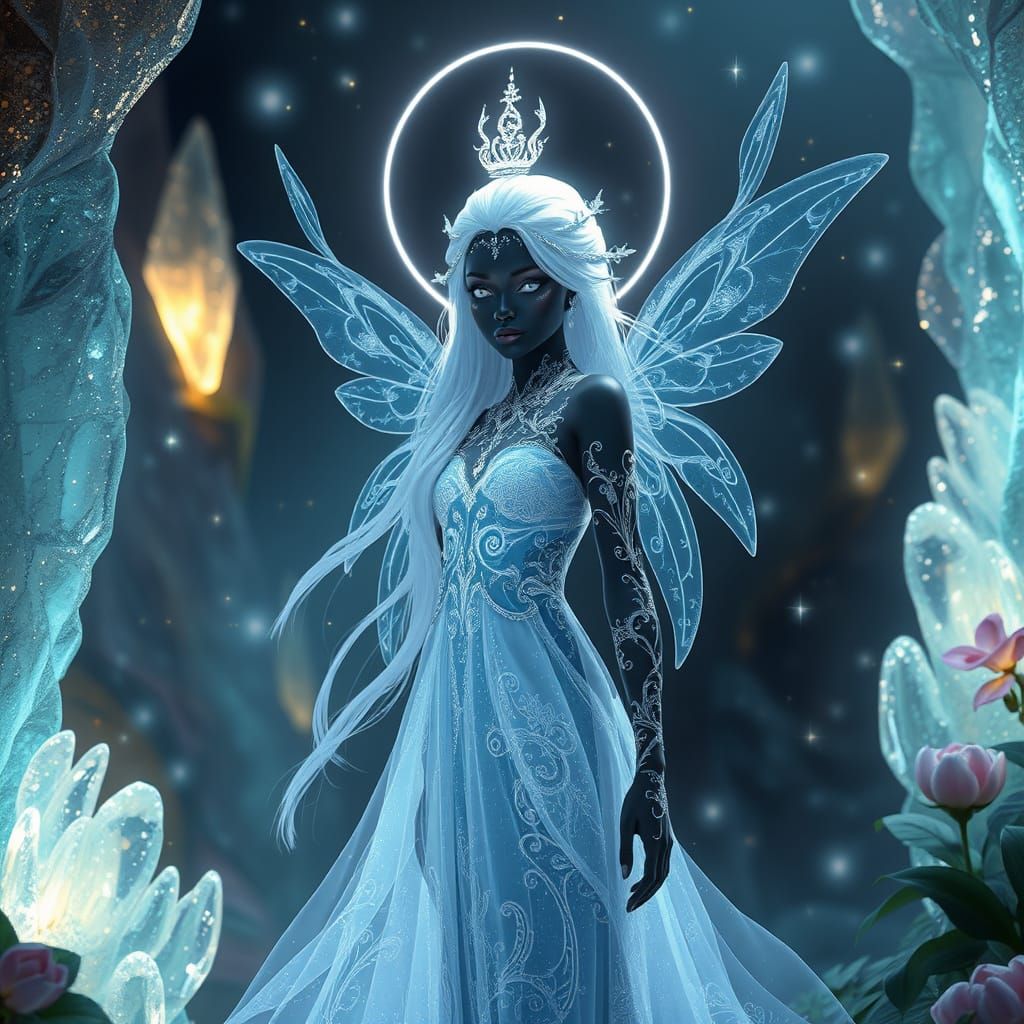 Ethereal Fairy in Radiant Black and White