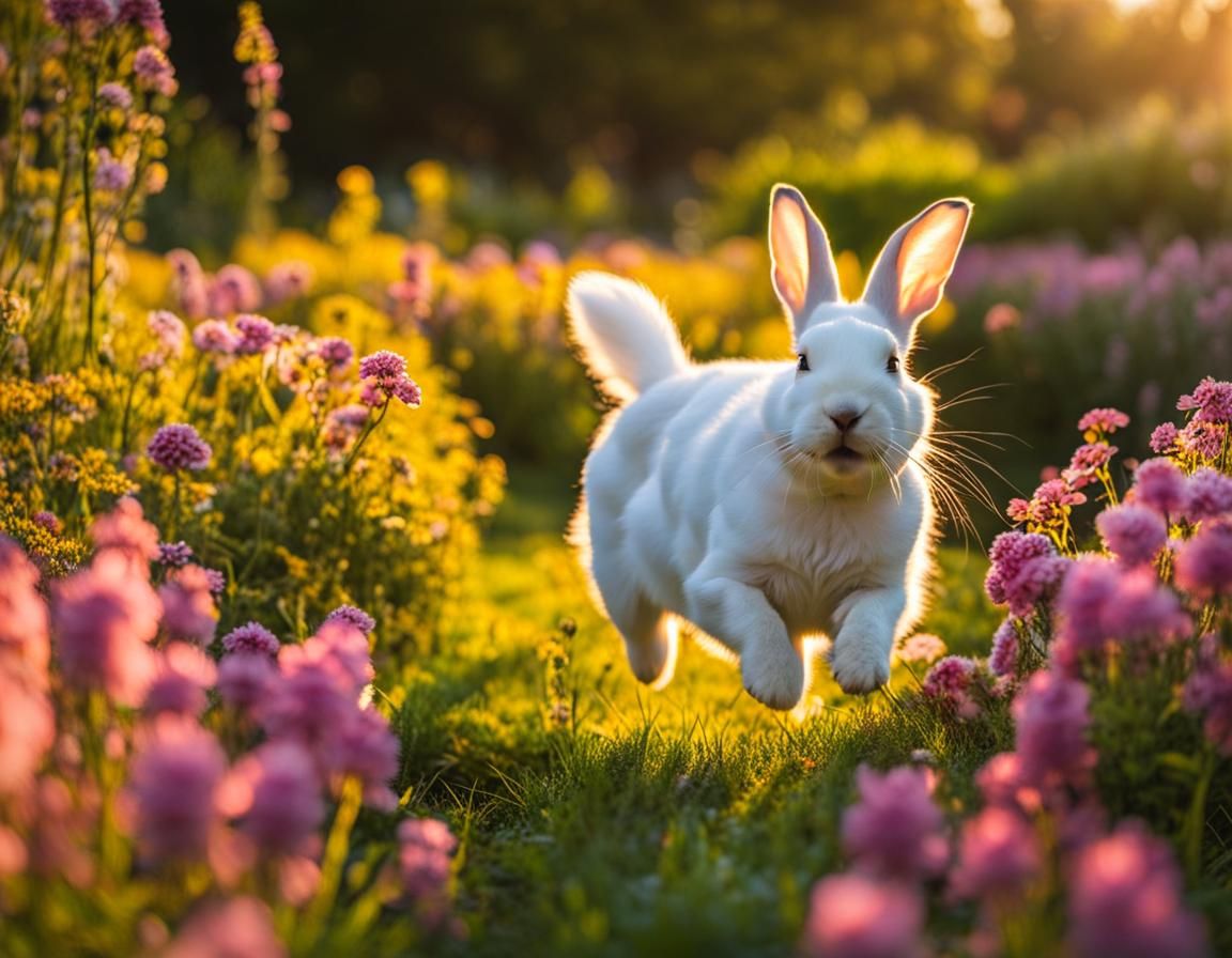 Rabbit not being chased by a dog