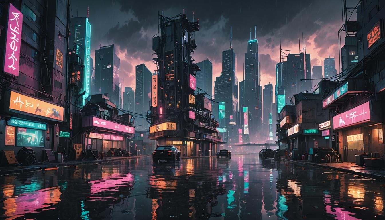 Flooded Los Angeles in 2345: Cyberpunk Concept Art