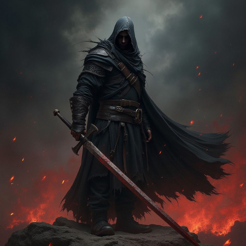 Red and Black Warrior Ready for Battle