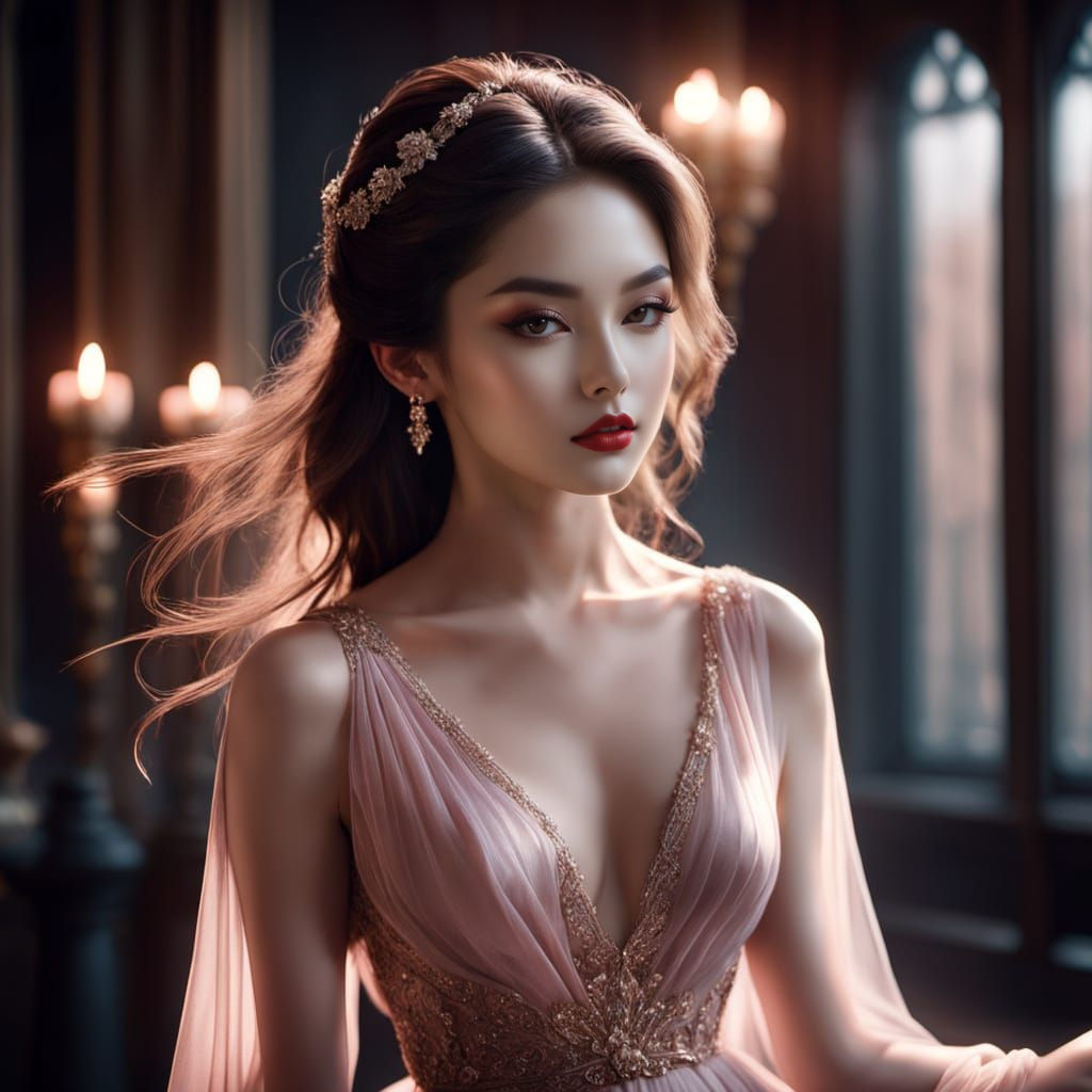 Seductive Lady in Cinematic Glamour