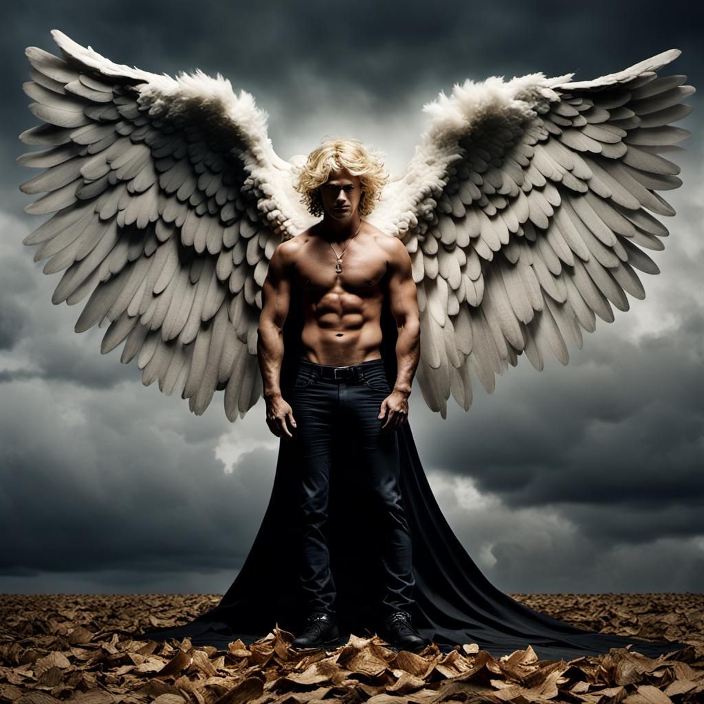 Fallen Angel Portrait in Studio Lighting