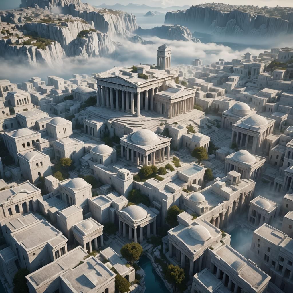 Glass and Fog Ancient Greek City in Unreal Engine