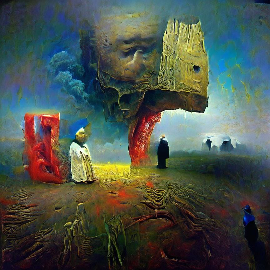 Beksinski-Inspired Dystopian Landscape on Artstation