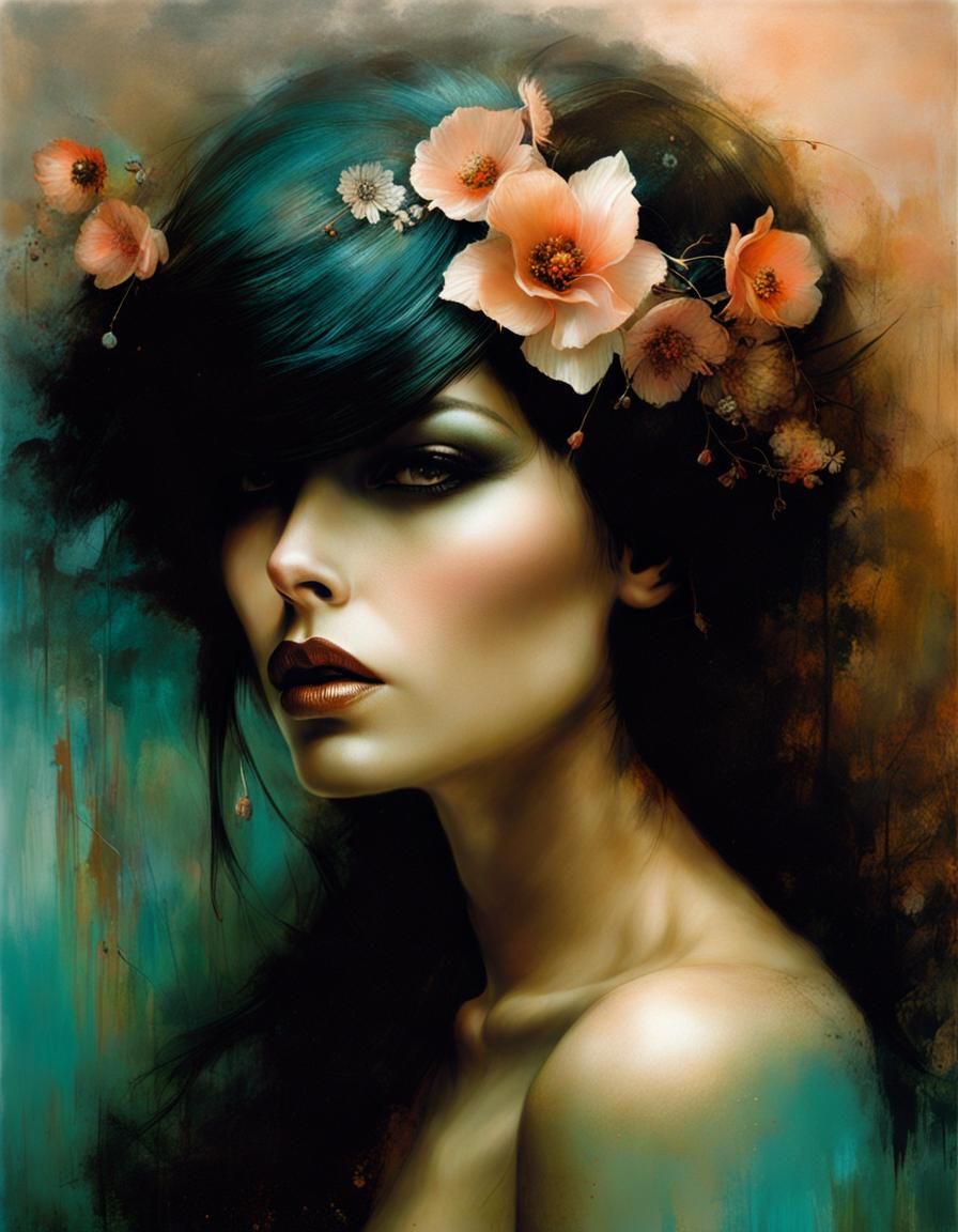 Dreamy Portrait in Mixed Media Decoupage Style