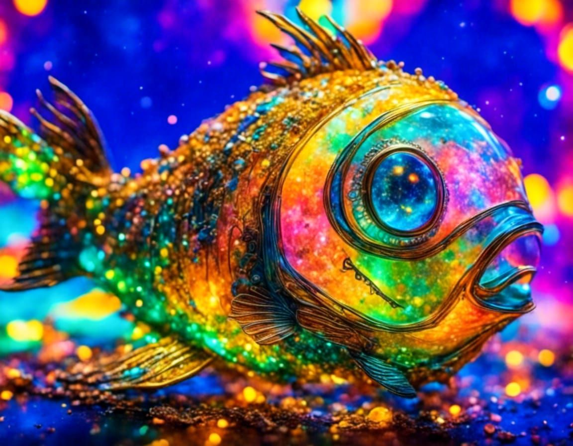 Psychedelic Flying Fish in Surreal Digital Art