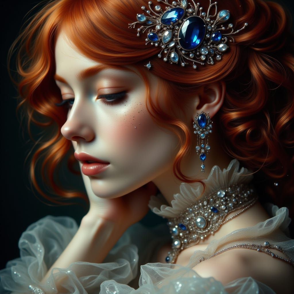 Jeweled Redhead in Hyperrealistic Style