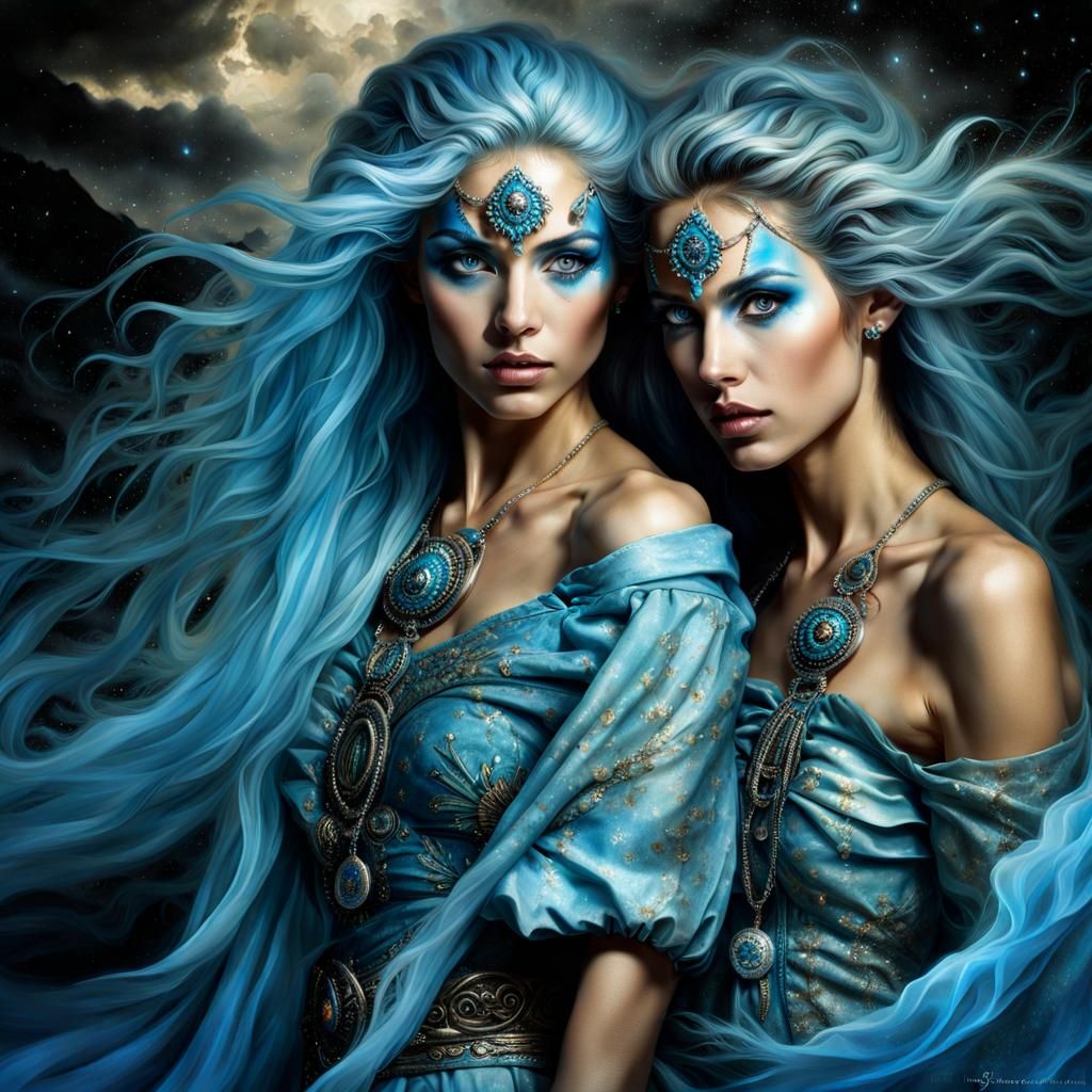 Gemini Twins in Luminous Fantasy Style