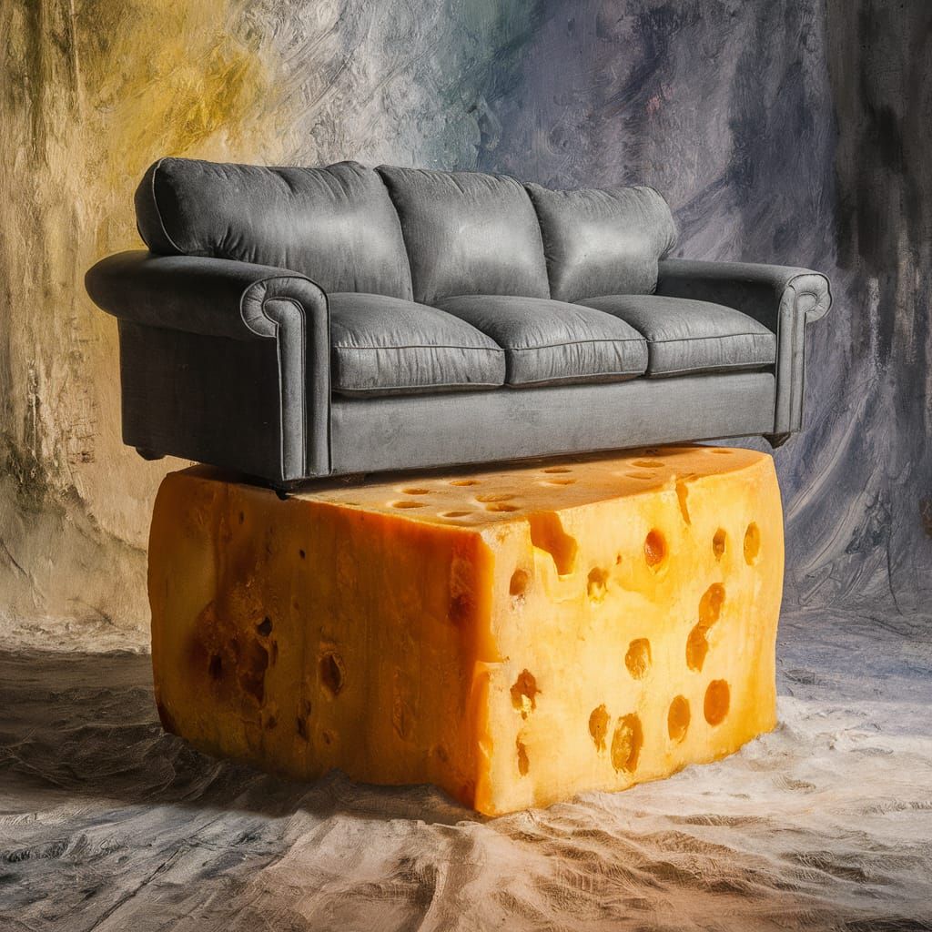 Epic Impressionist Masterpiece: Floating Couch Amidst Dreamy...