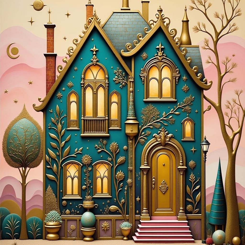 Ethereal Art Nouveau Mansion in Dreamy Colors