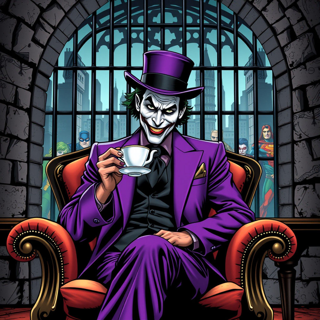 Joker's Tea Party: Superheroes Imprisoned, Comic Book Style